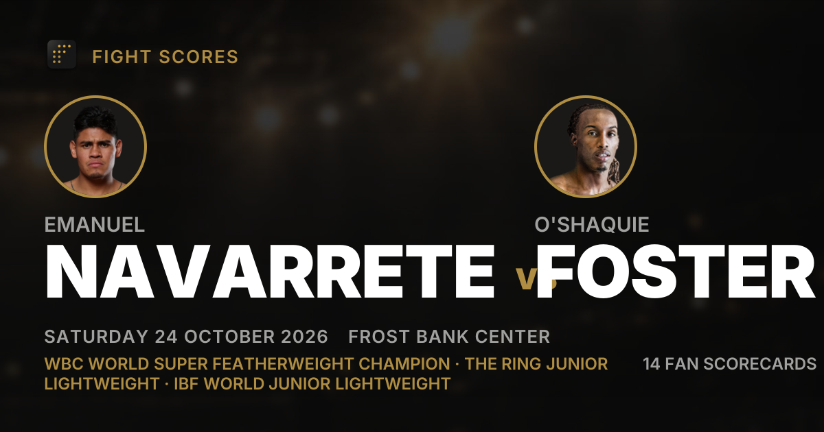 Emanuel Navarrete vs O'Shaquie Foster, 24 October 2026 | Fan scorecard ...